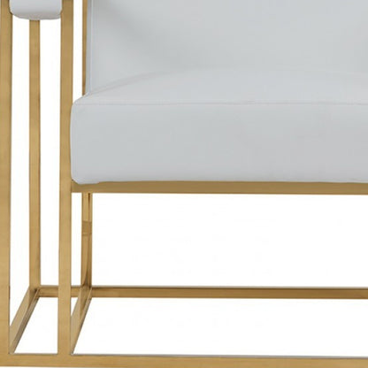 The Brantley – White & Gold Faux Leather Lounge Chair