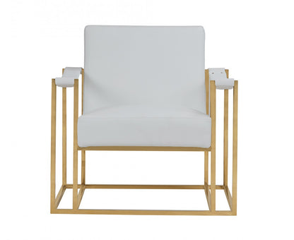 The Brantley – White & Gold Faux Leather Lounge Chair