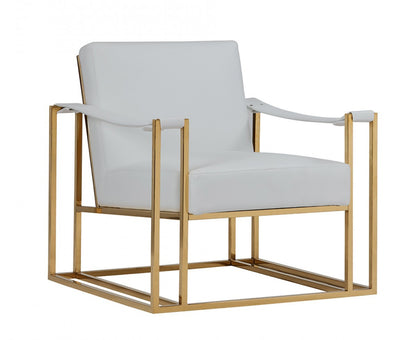 The Brantley – White & Gold Faux Leather Lounge Chair