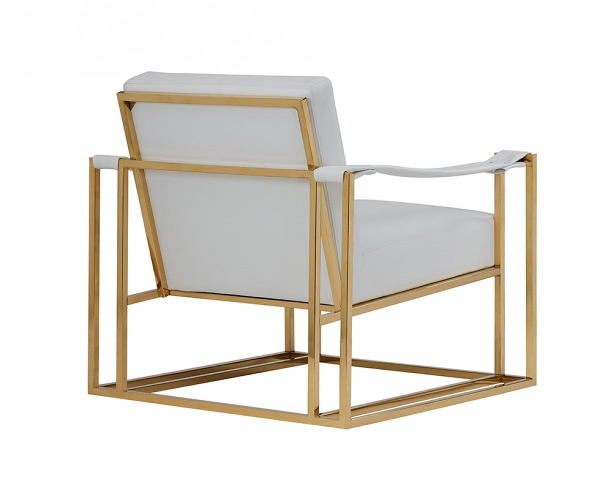 The Brantley – White & Gold Faux Leather Lounge Chair