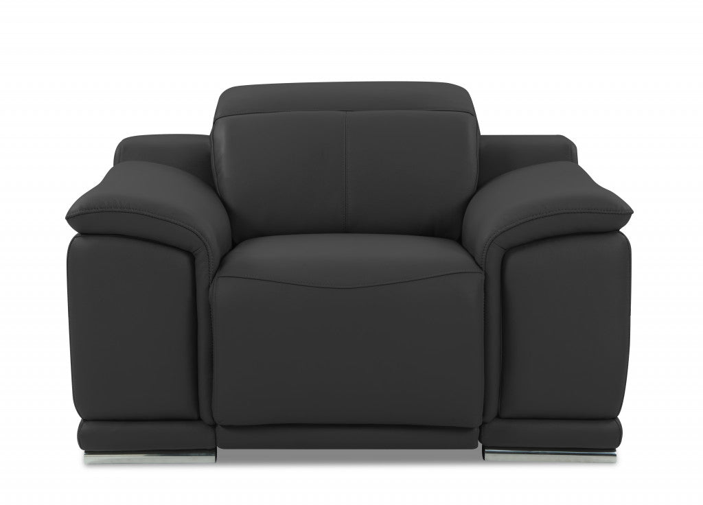 Valentina Arm Chair – Dark Slate Gray Italian Leather