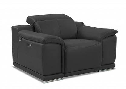 Valentina Arm Chair – Dark Slate Gray Italian Leather
