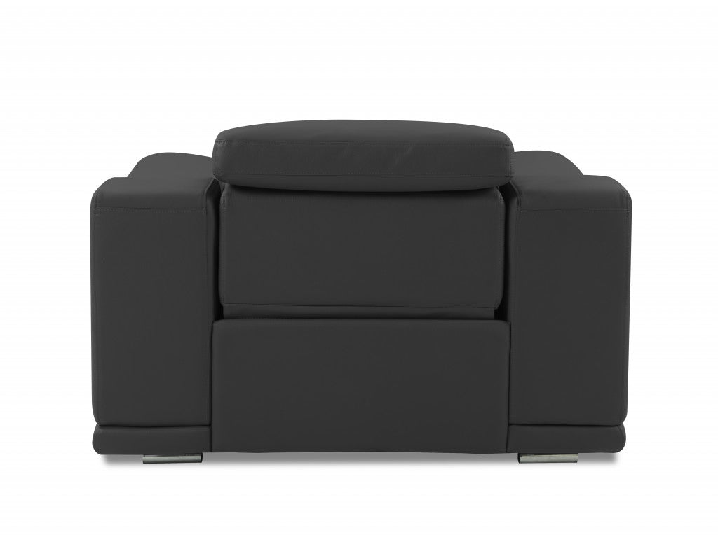 Valentina Arm Chair – Dark Slate Gray Italian Leather