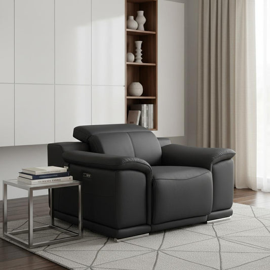 Valentina Arm Chair – Dark Slate Gray Italian Leather