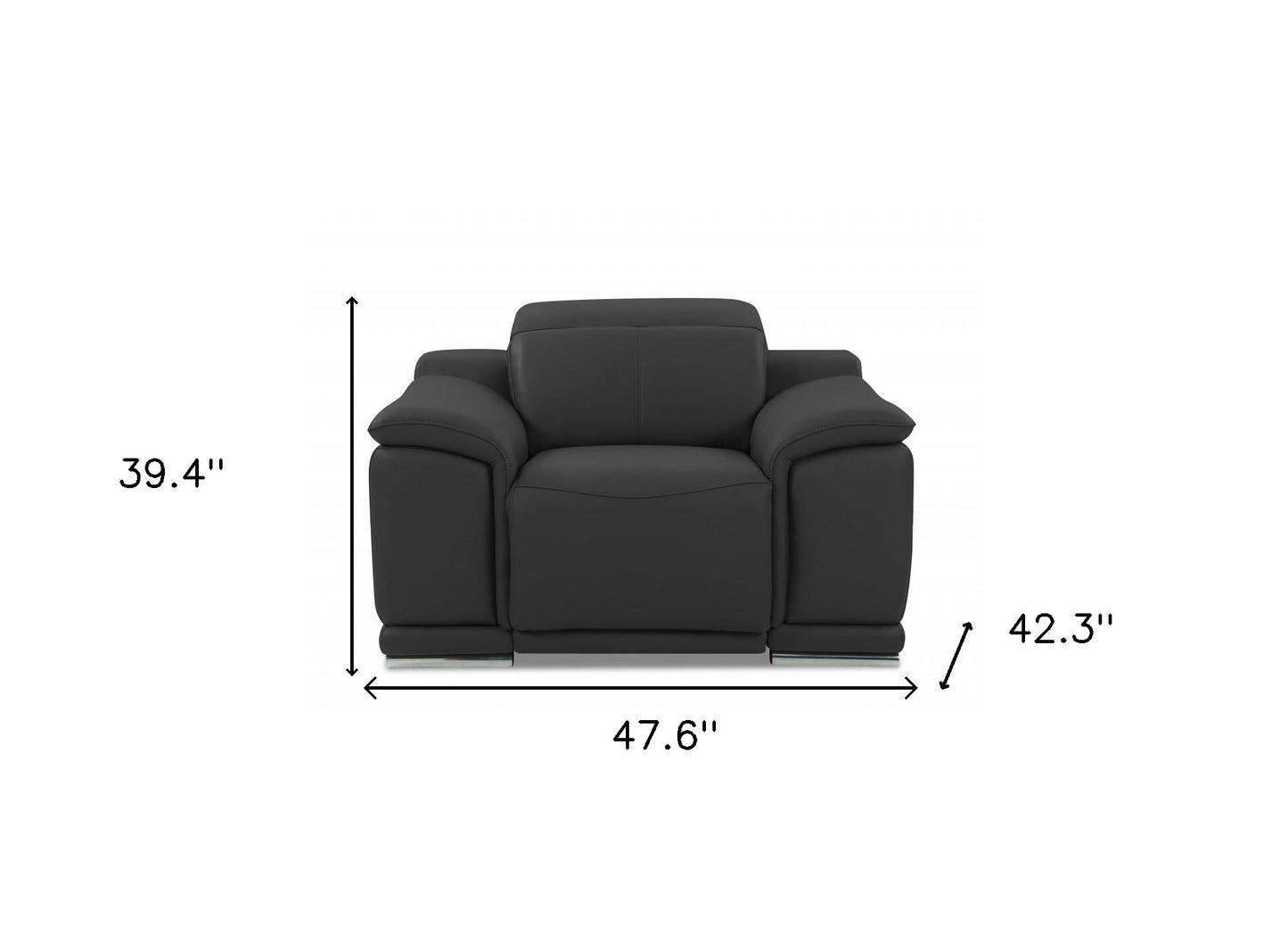 Valentina Arm Chair – Dark Slate Gray Italian Leather