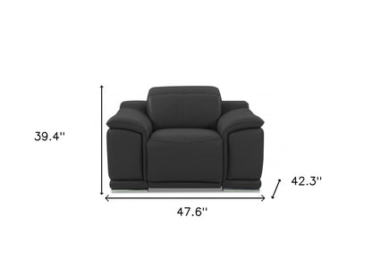 Valentina Arm Chair – Dark Slate Gray Italian Leather