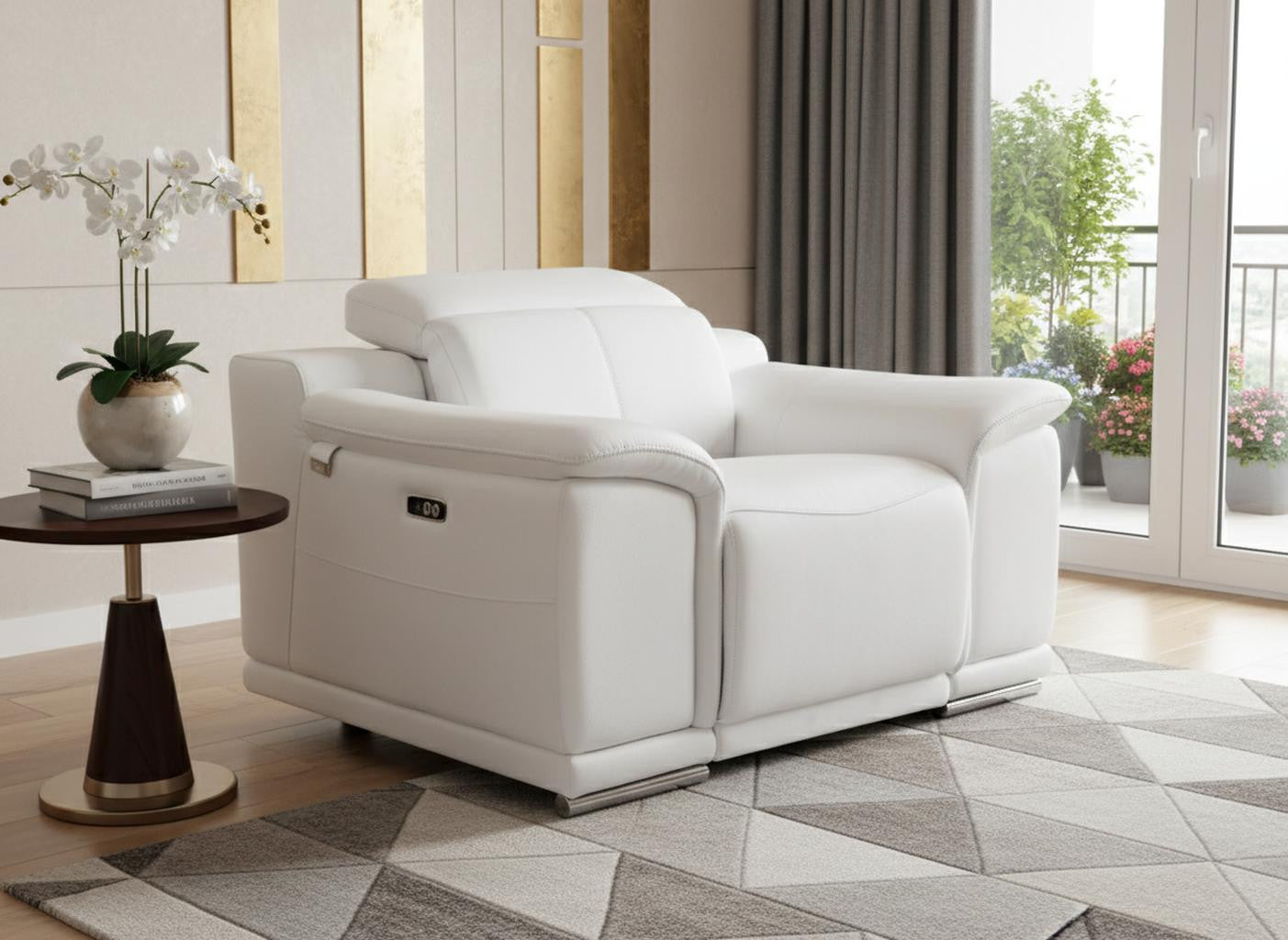 Bianca Arm Chair – White Italian Leather