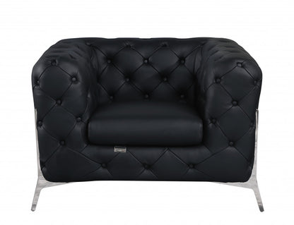 The Abigail – Black Italian Leather Accent Chair
