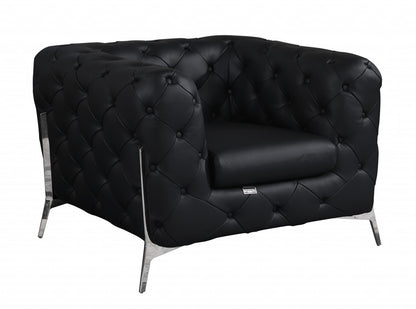 The Abigail – Black Italian Leather Accent Chair