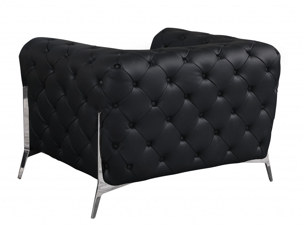 The Abigail – Black Italian Leather Accent Chair