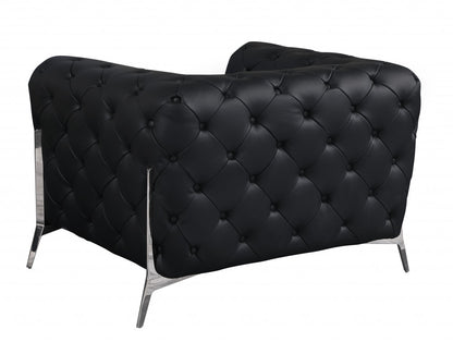 The Abigail – Black Italian Leather Accent Chair