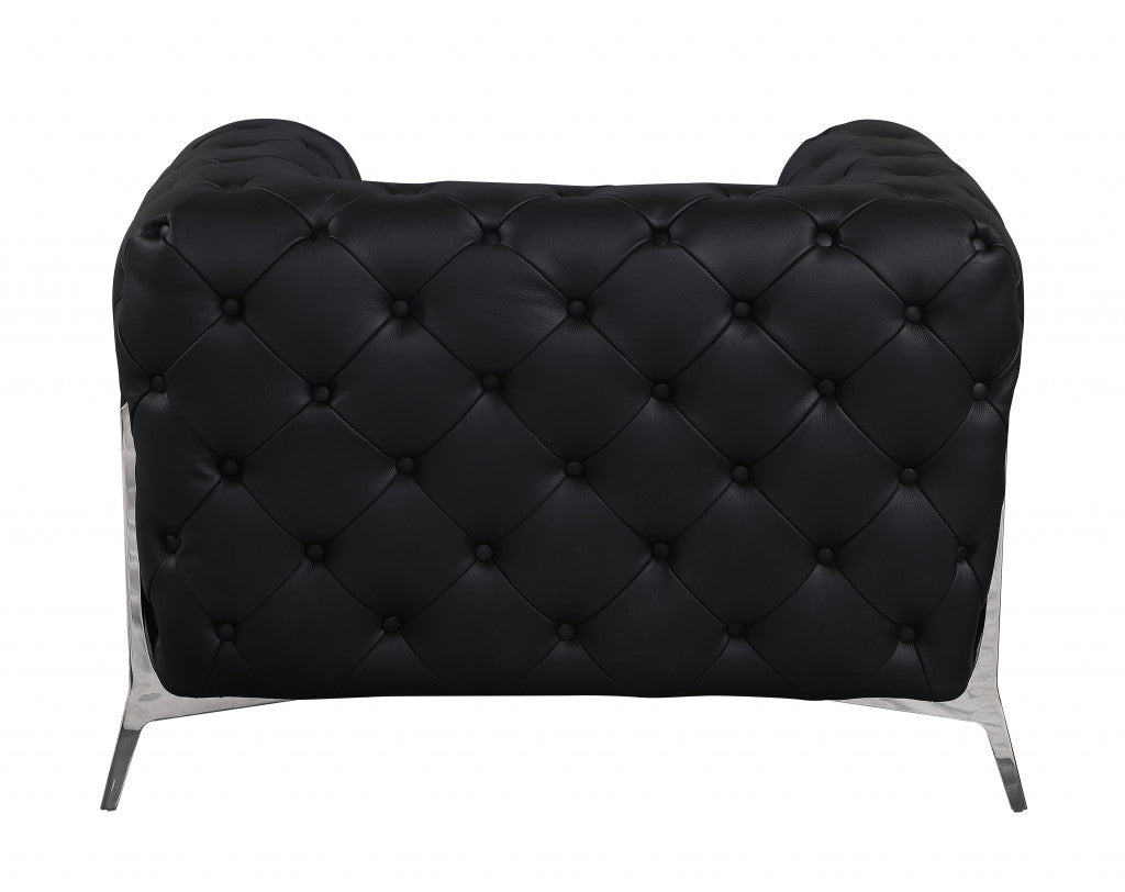 The Abigail – Black Italian Leather Accent Chair