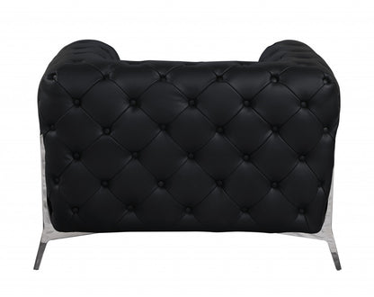 The Abigail – Black Italian Leather Accent Chair