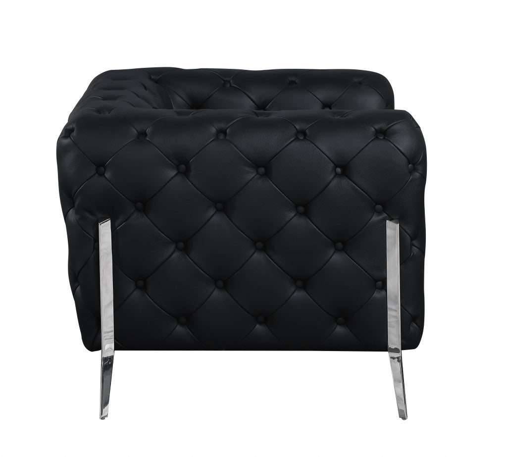 The Abigail – Black Italian Leather Accent Chair