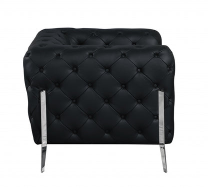 The Abigail – Black Italian Leather Accent Chair