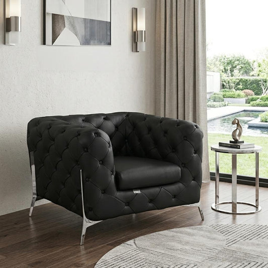 The Abigail – Black Italian Leather Accent Chair