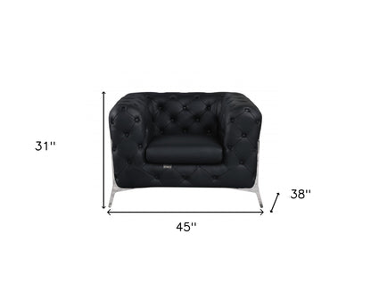 The Abigail – Black Italian Leather Accent Chair