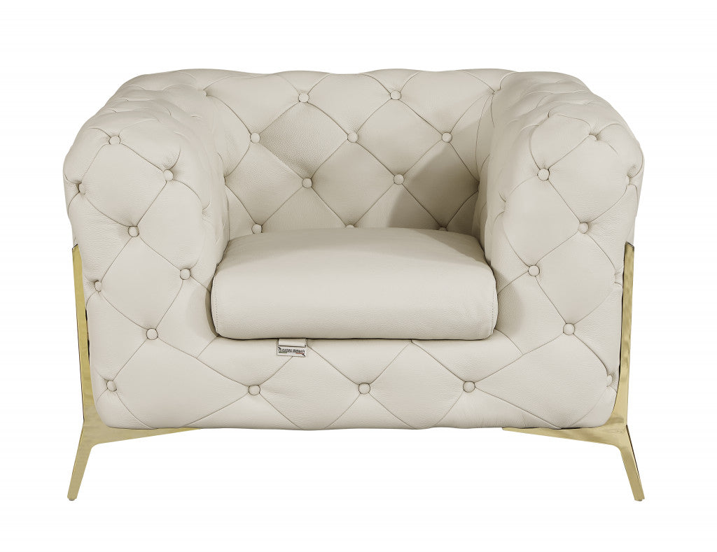The Emily – Beige Italian Leather Accent Chair