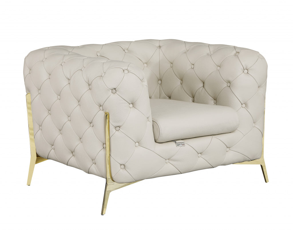 The Emily – Beige Italian Leather Accent Chair