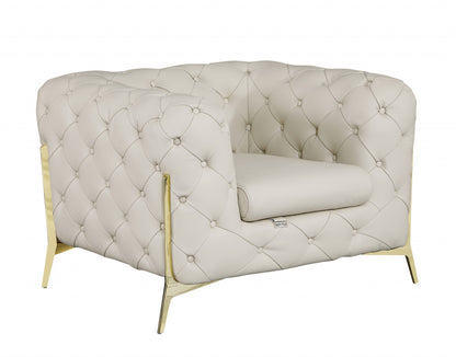 The Emily – Beige Italian Leather Accent Chair