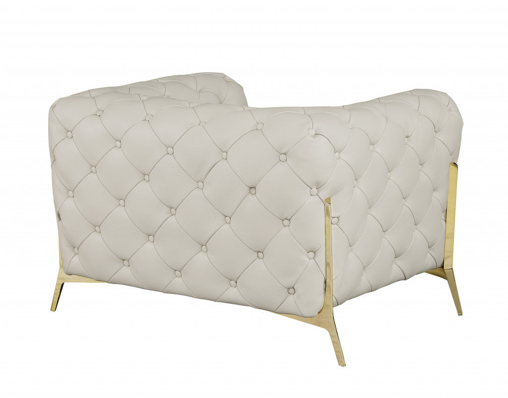 The Emily – Beige Italian Leather Accent Chair