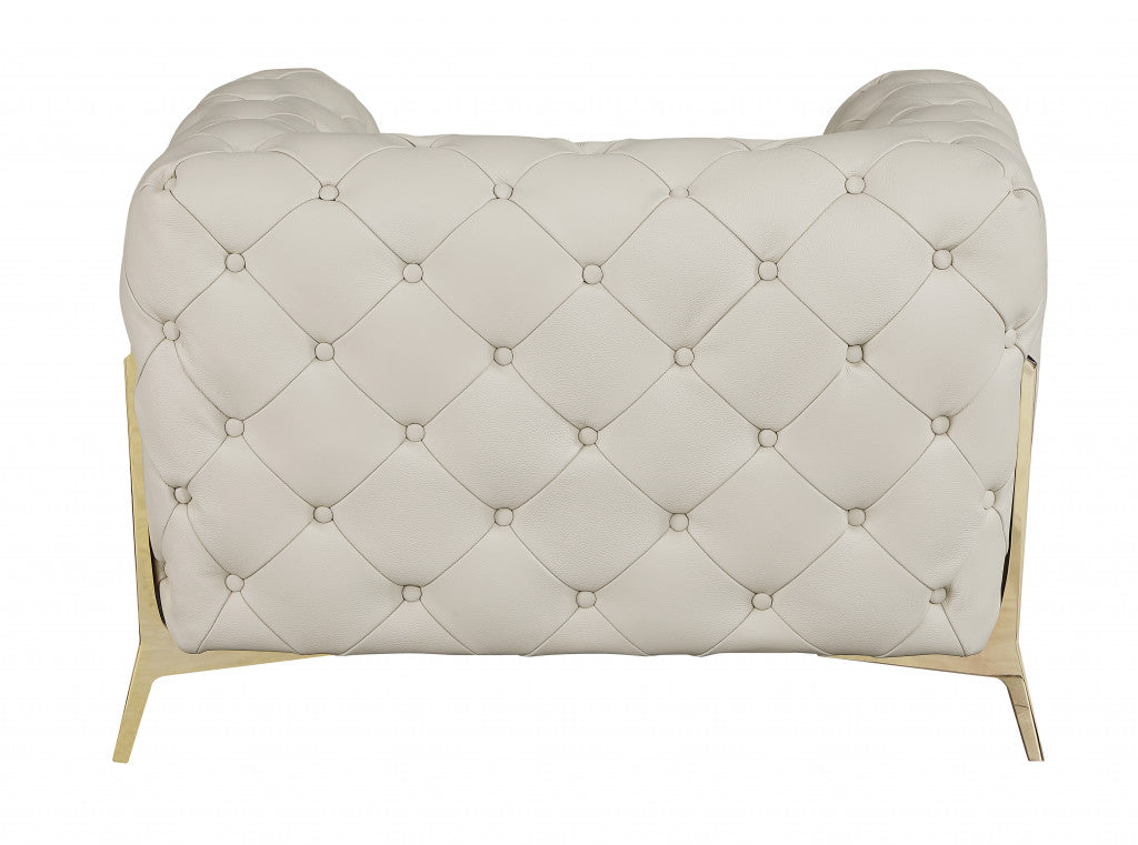 The Emily – Beige Italian Leather Accent Chair
