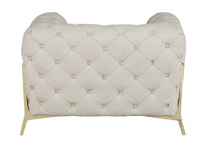 The Emily – Beige Italian Leather Accent Chair