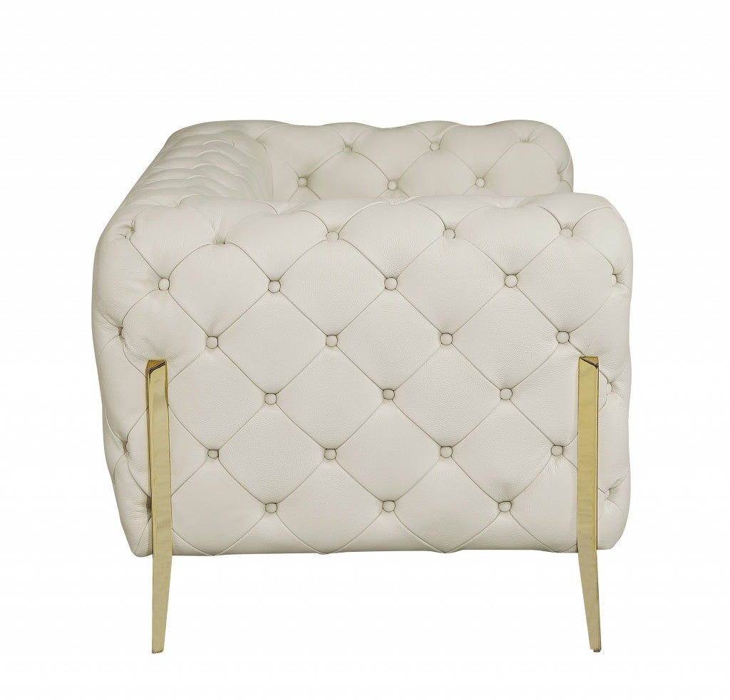 The Emily – Beige Italian Leather Accent Chair