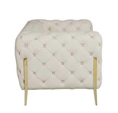 The Emily – Beige Italian Leather Accent Chair