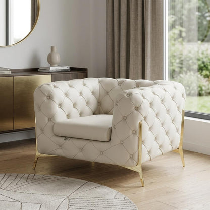 The Emily – Beige Italian Leather Accent Chair
