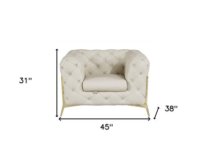 The Emily – Beige Italian Leather Accent Chair