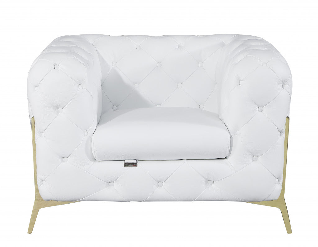 The Caroline – White Italian Leather Accent Chair