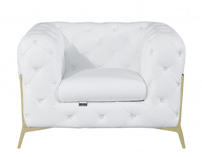 The Caroline – White Italian Leather Accent Chair