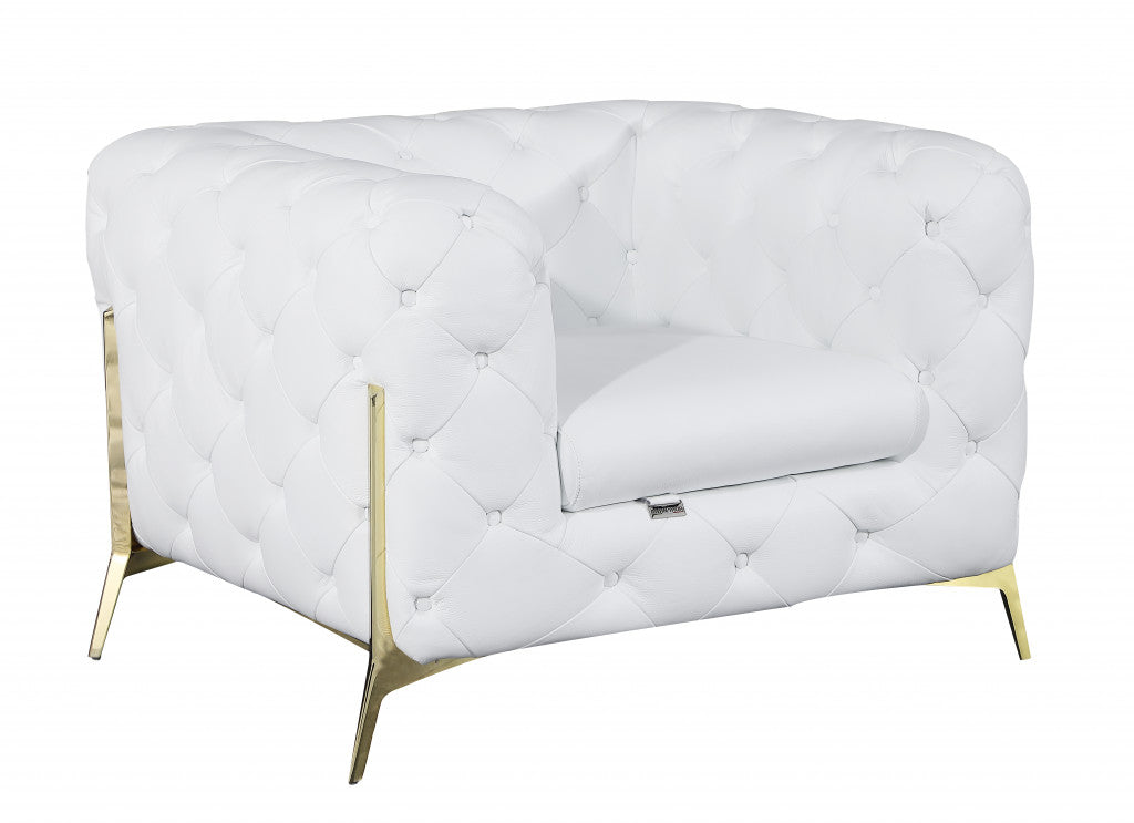 The Caroline – White Italian Leather Accent Chair