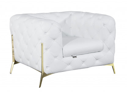 The Caroline – White Italian Leather Accent Chair