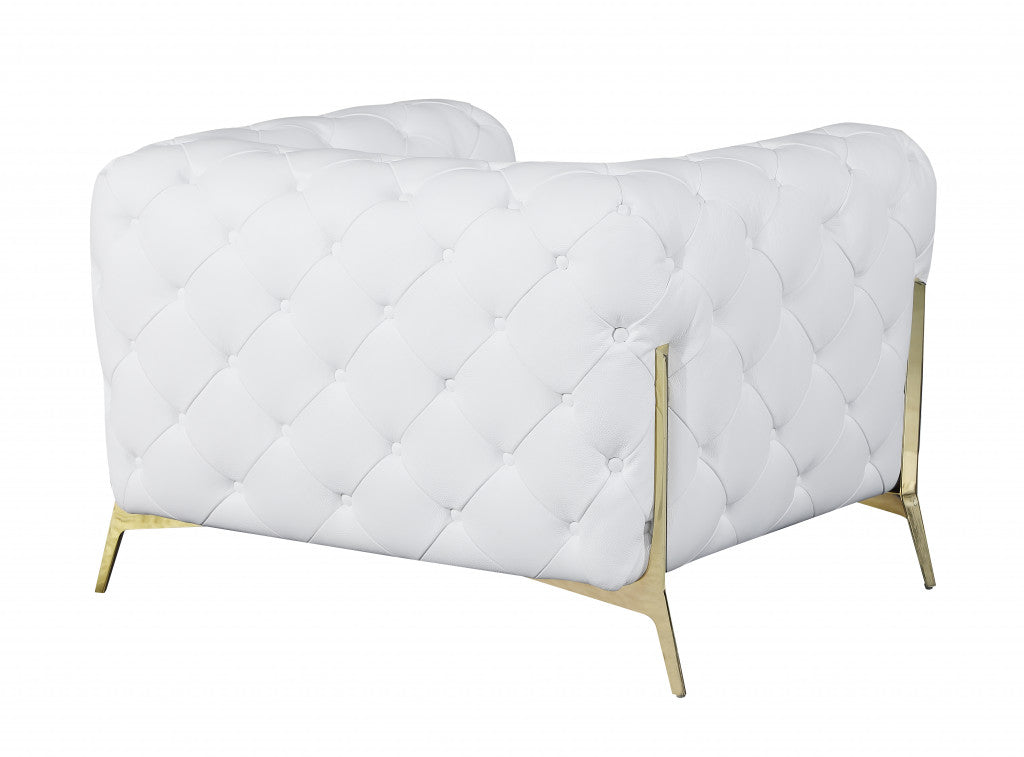 The Caroline – White Italian Leather Accent Chair