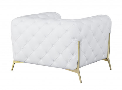 The Caroline – White Italian Leather Accent Chair