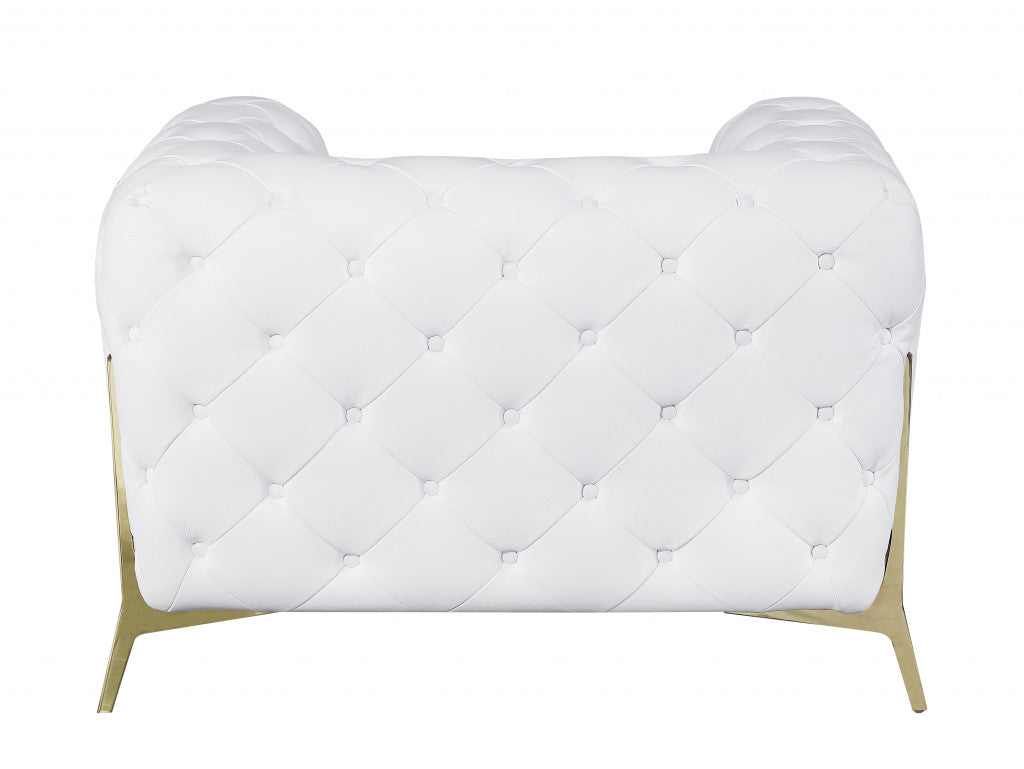 The Caroline – White Italian Leather Accent Chair