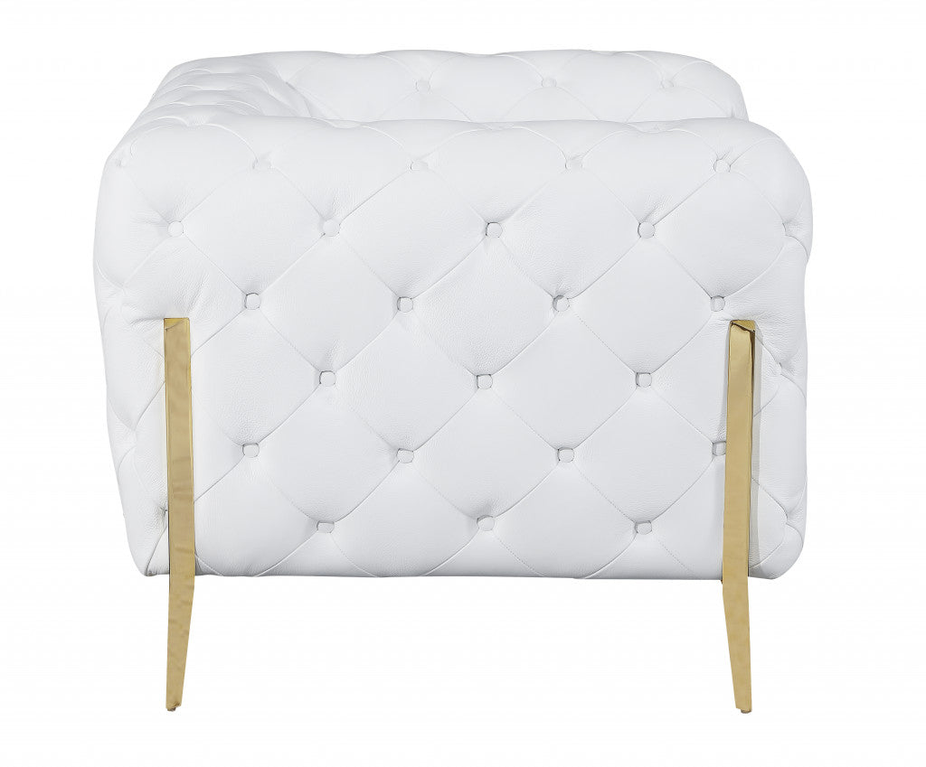 The Caroline – White Italian Leather Accent Chair