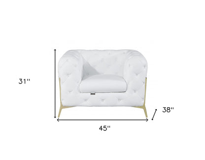 The Caroline – White Italian Leather Accent Chair