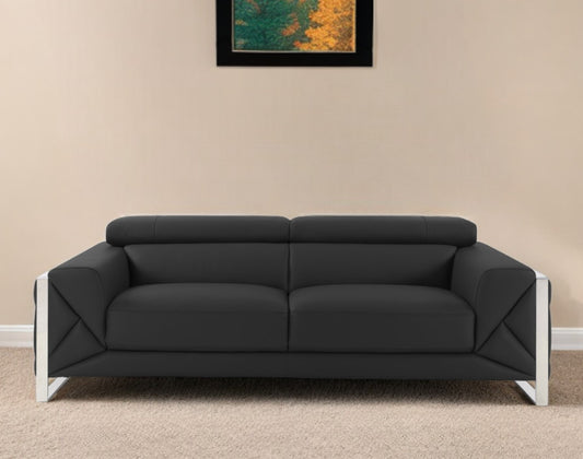 The Torino – Dark Gray Italian Leather Modern Sofa
