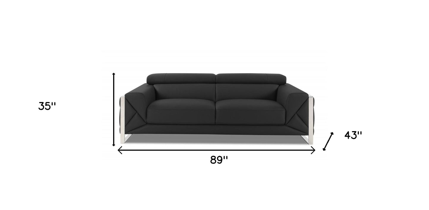 The Torino – Dark Gray Italian Leather Modern Sofa