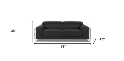 The Torino – Dark Gray Italian Leather Modern Sofa