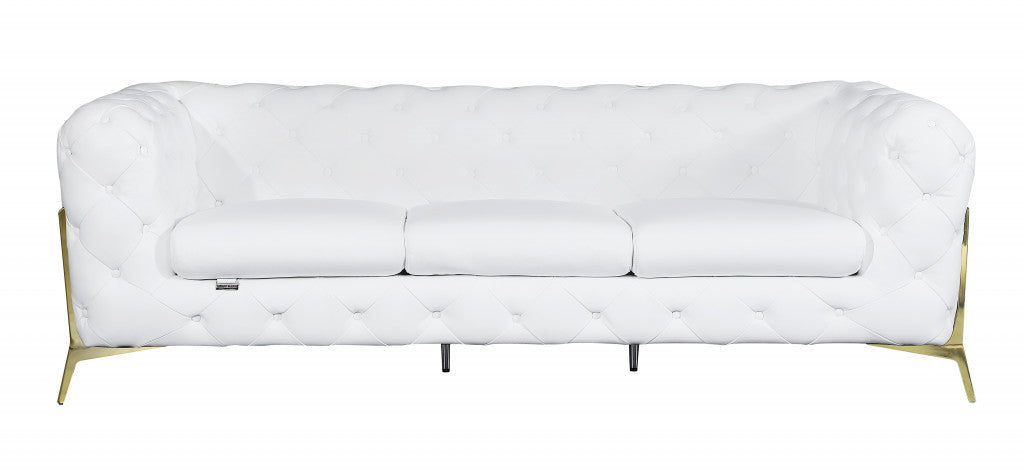 The Santorini – White Italian Leather Chesterfield Sofa