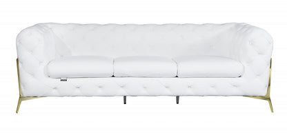 The Santorini – White Italian Leather Chesterfield Sofa