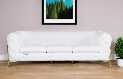 The Santorini – White Italian Leather Chesterfield Sofa