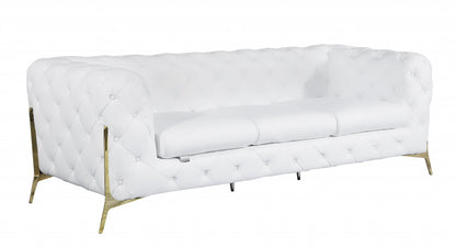 The Santorini – White Italian Leather Chesterfield Sofa
