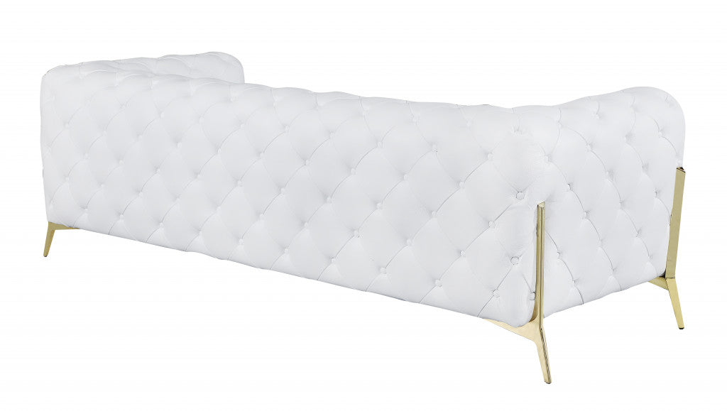 The Santorini – White Italian Leather Chesterfield Sofa