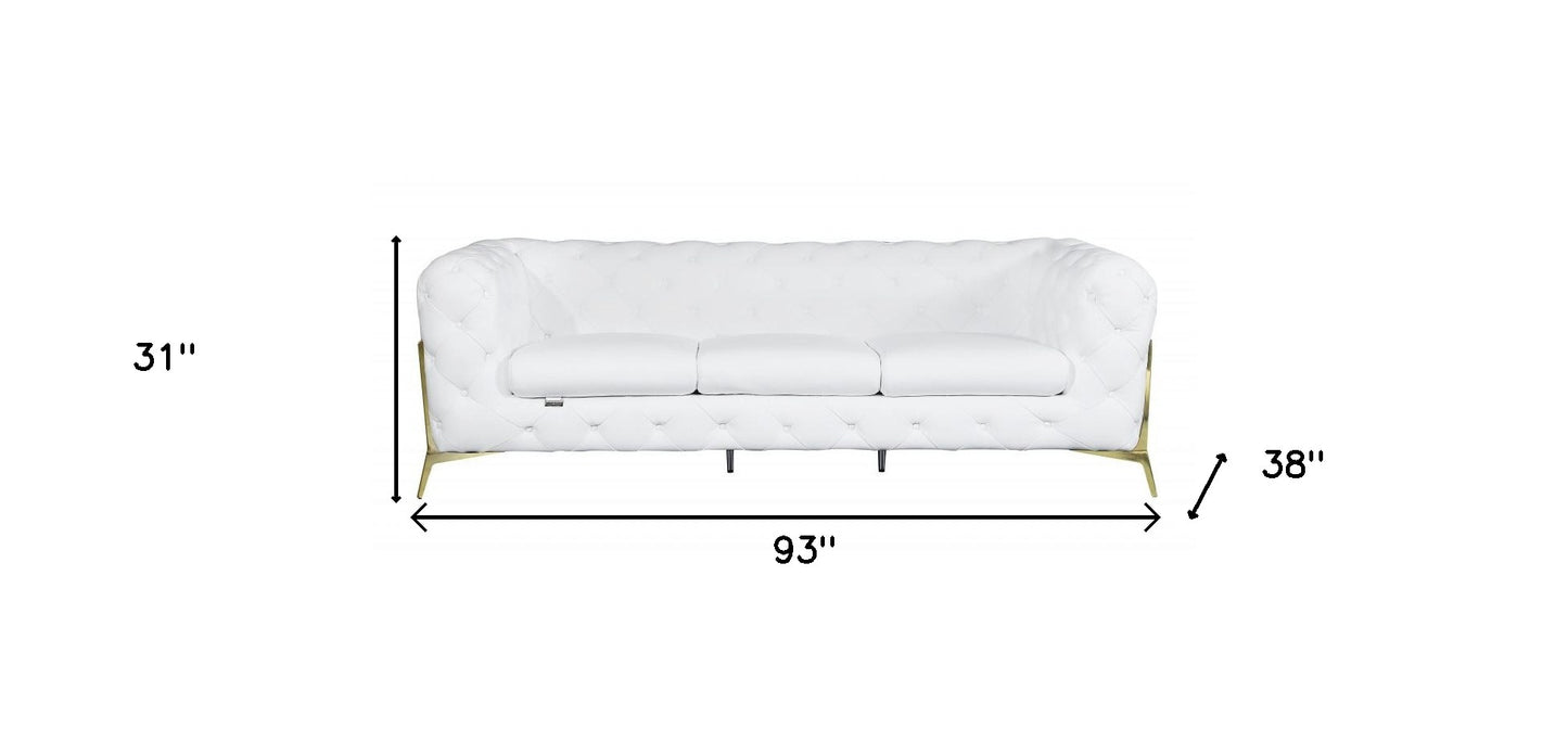 The Santorini – White Italian Leather Chesterfield Sofa