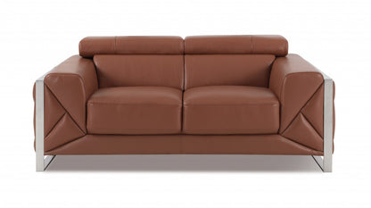 The Capri – Camel Italian Leather Loveseat